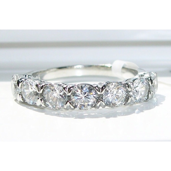 STAINLESS STEEL 7 Stone AAA Grade CZ Band Ring-NWT - Picture 3 of 16